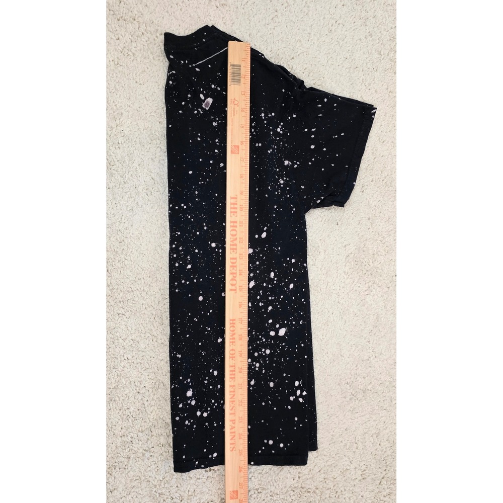 Gildan Heavy Cotton Black Bleached Splatter Boo Halloween Sequin T-Shirt Medium - Picture 5 of 6